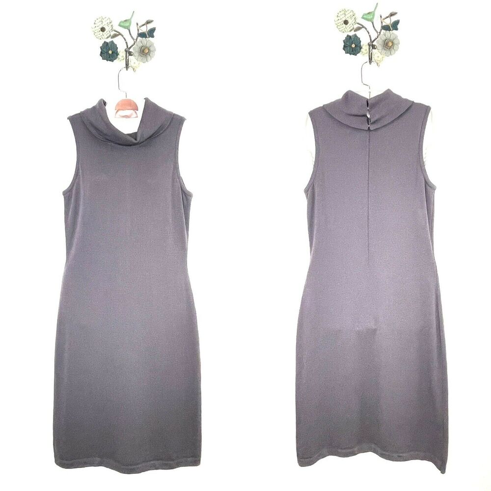 St John Santana Knit Sleeveless Cowl Neck Sweater Dress Size 6 Grayish Purple